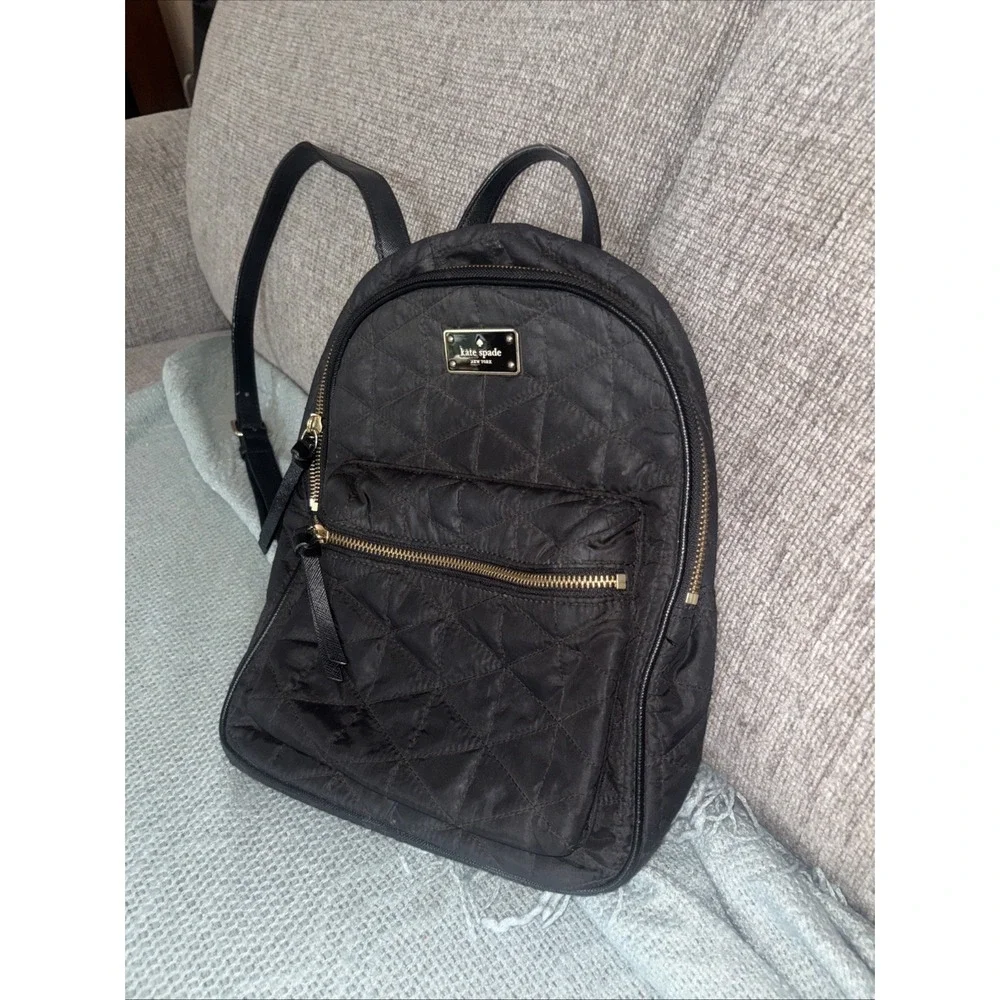 Kate Spade Black Nylon Wilson Road Quilted Small Black Backpack